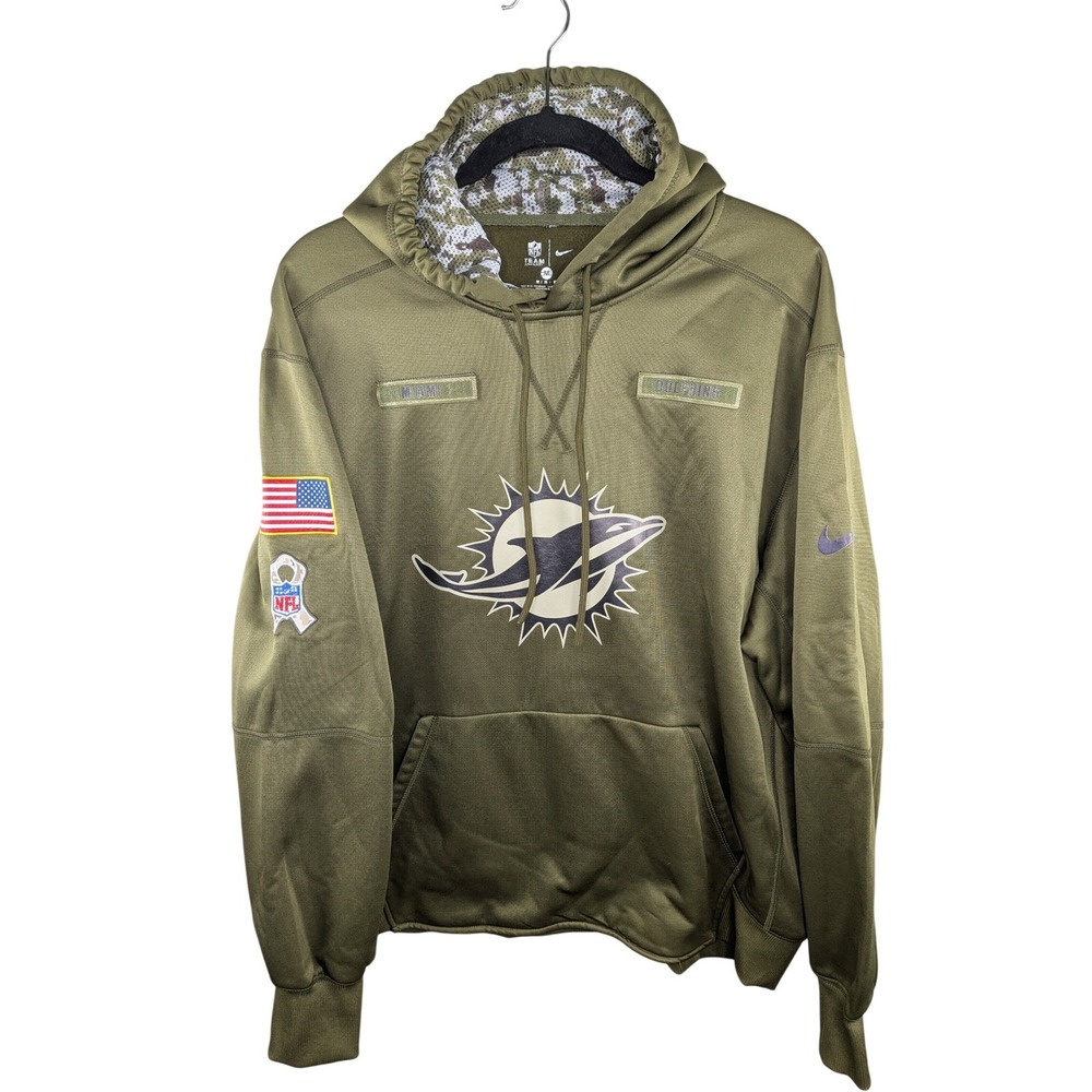 Nike Mens Miami Dolphins Salute to‎ Service Hoodie Size M Olive Green NFL Camo
